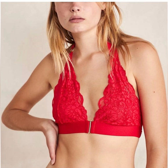 Nwt Free people we are hah lace halter bra red size small - Picture 1 of 5
